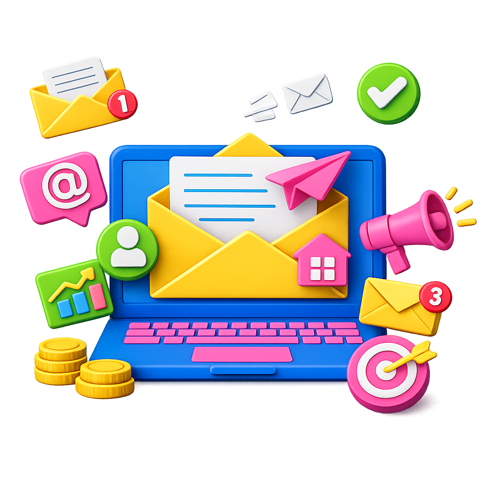 Colourful real estate email marketing illustration