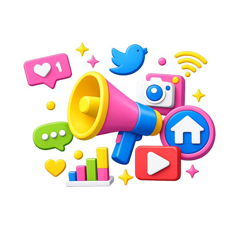 Colourful social media marketing illustration