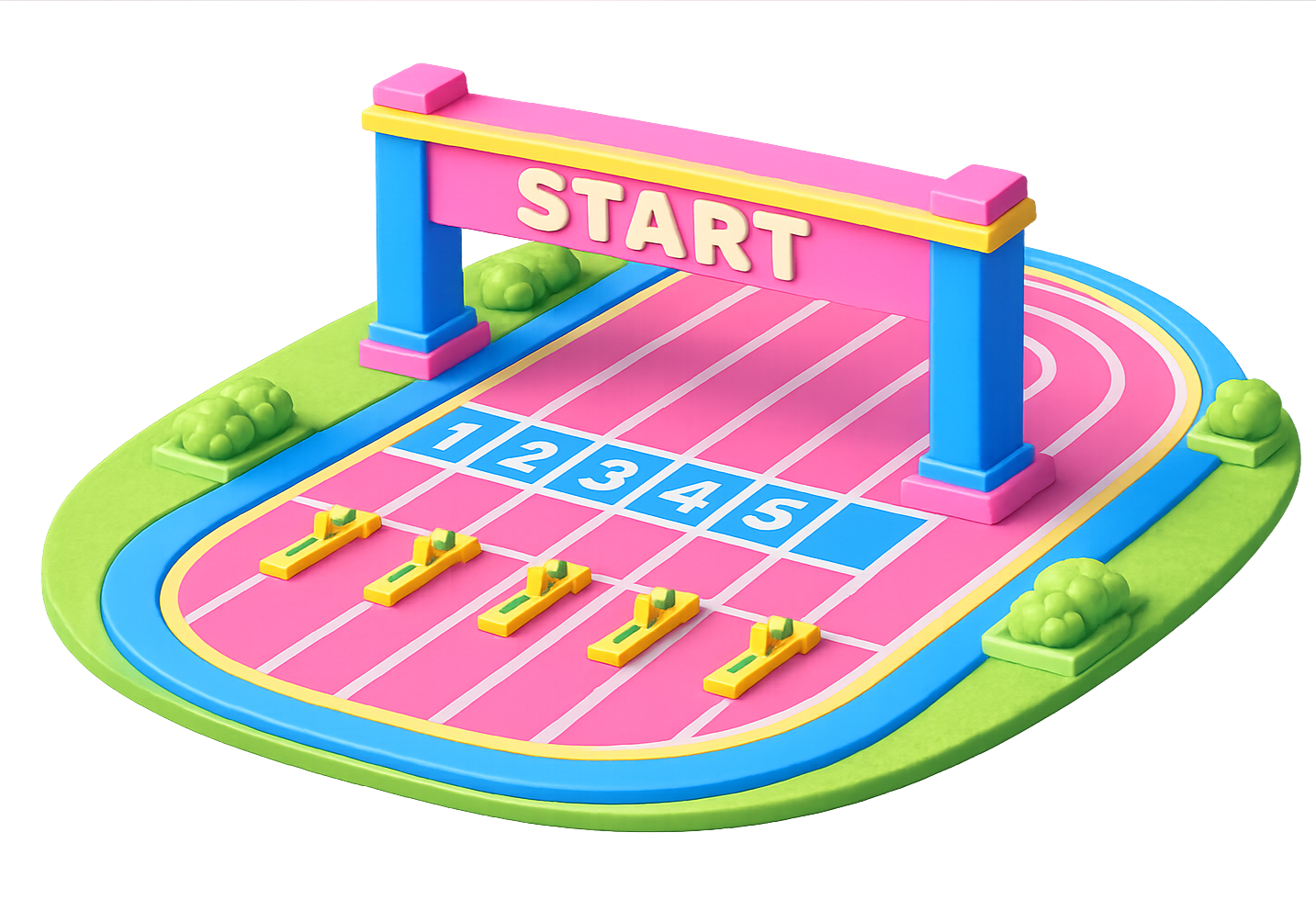 Colourful starting line on a track
